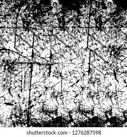Vector grunge overlay texture. Black and white background. Abstract monochrome image includes a faded effect in dark tones