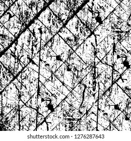 Vector grunge overlay texture. Black and white background. Abstract monochrome image includes a faded effect in dark tones