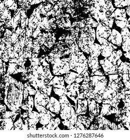 Vector grunge overlay texture. Black and white background. Abstract monochrome image includes a faded effect in dark tones