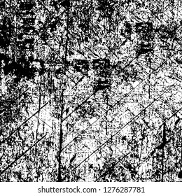 Vector grunge overlay texture. Black and white background. Abstract monochrome image includes a faded effect in dark tones