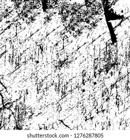 Vector grunge overlay texture. Black and white background. Abstract monochrome image includes a faded effect in dark tones