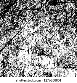 Vector grunge overlay texture. Black and white background. Abstract monochrome image includes a faded effect in dark tones