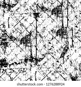 Vector grunge overlay texture. Black and white background. Abstract monochrome image includes a faded effect in dark tones