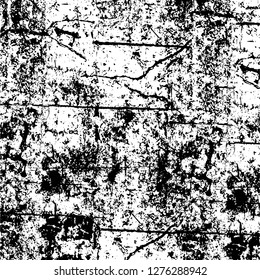 Vector grunge overlay texture. Black and white background. Abstract monochrome image includes a faded effect in dark tones