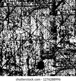 Vector grunge overlay texture. Black and white background. Abstract monochrome image includes a faded effect in dark tones