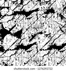 Vector grunge overlay texture. Black and white background. Abstract monochrome image includes a faded effect in dark tones
