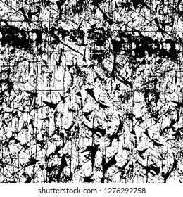 Vector grunge overlay texture. Black and white background. Abstract monochrome image includes a faded effect in dark tones