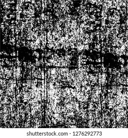 Vector grunge overlay texture. Black and white background. Abstract monochrome image includes a faded effect in dark tones