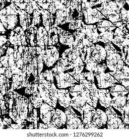 Vector grunge overlay texture. Black and white background. Abstract monochrome image includes a faded effect in dark tones