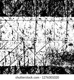 Vector grunge overlay texture. Black and white background. Abstract monochrome image includes a faded effect in dark tones