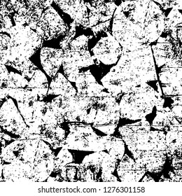 Vector grunge overlay texture. Black and white background. Abstract monochrome image includes a faded effect in dark tones