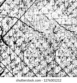 Vector grunge overlay texture. Black and white background. Abstract monochrome image includes a faded effect in dark tones
