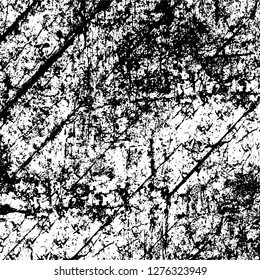 Vector grunge overlay texture. Black and white background. Abstract monochrome image includes a faded effect in dark tones