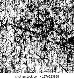 Vector grunge overlay texture. Black and white background. Abstract monochrome image includes a faded effect in dark tones