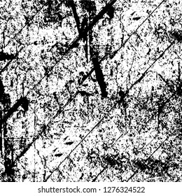 Vector grunge overlay texture. Black and white background. Abstract monochrome image includes a faded effect in dark tones