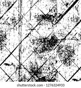 Vector grunge overlay texture. Black and white background. Abstract monochrome image includes a faded effect in dark tones