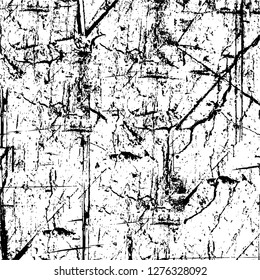 Vector grunge overlay texture. Black and white background. Abstract monochrome image includes a faded effect in dark tones