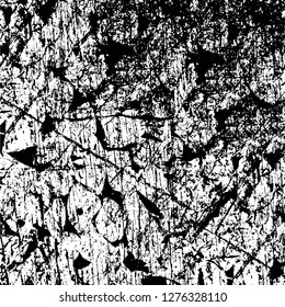 Vector grunge overlay texture. Black and white background. Abstract monochrome image includes a faded effect in dark tones