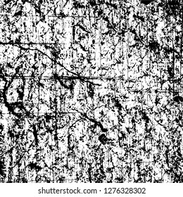 Vector grunge overlay texture. Black and white background. Abstract monochrome image includes a faded effect in dark tones