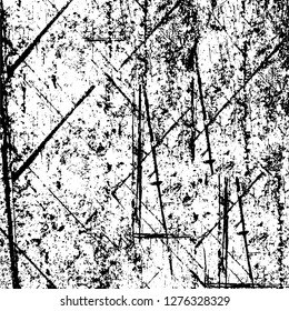 Vector grunge overlay texture. Black and white background. Abstract monochrome image includes a faded effect in dark tones