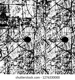 Vector grunge overlay texture. Black and white background. Abstract monochrome image includes a faded effect in dark tones