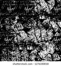 Vector grunge overlay texture. Black and white background. Abstract monochrome image includes a faded effect in dark tones