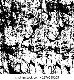 Vector grunge overlay texture. Black and white background. Abstract monochrome image includes a faded effect in dark tones