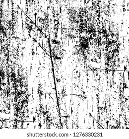 Vector grunge overlay texture. Black and white background. Abstract monochrome image includes a faded effect in dark tones
