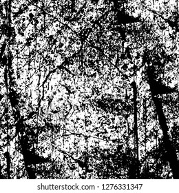 Vector grunge overlay texture. Black and white background. Abstract monochrome image includes a faded effect in dark tones