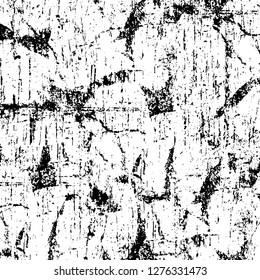 Vector grunge overlay texture. Black and white background. Abstract monochrome image includes a faded effect in dark tones