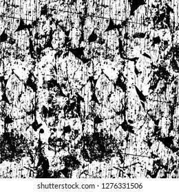 Vector grunge overlay texture. Black and white background. Abstract monochrome image includes a faded effect in dark tones