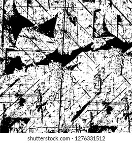 Vector grunge overlay texture. Black and white background. Abstract monochrome image includes a faded effect in dark tones