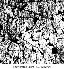 Vector grunge overlay texture. Black and white background. Abstract monochrome image includes a faded effect in dark tones