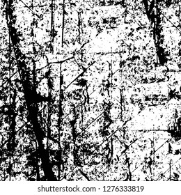 Vector grunge overlay texture. Black and white background. Abstract monochrome image includes a faded effect in dark tones