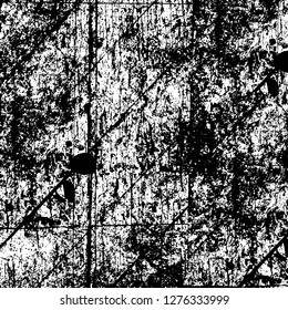 Vector grunge overlay texture. Black and white background. Abstract monochrome image includes a faded effect in dark tones