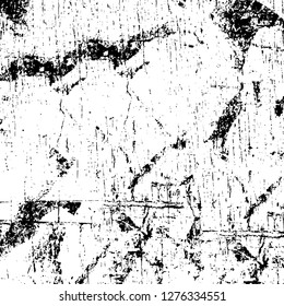 Vector grunge overlay texture. Black and white background. Abstract monochrome image includes a faded effect in dark tones