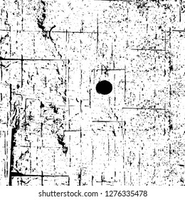 Vector grunge overlay texture. Black and white background. Abstract monochrome image includes a faded effect in dark tones