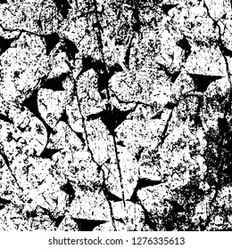 Vector grunge overlay texture. Black and white background. Abstract monochrome image includes a faded effect in dark tones
