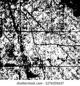 Vector grunge overlay texture. Black and white background. Abstract monochrome image includes a faded effect in dark tones