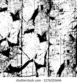 Vector grunge overlay texture. Black and white background. Abstract monochrome image includes a faded effect in dark tones