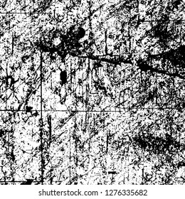 Vector grunge overlay texture. Black and white background. Abstract monochrome image includes a faded effect in dark tones