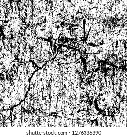 Vector grunge overlay texture. Black and white background. Abstract monochrome image includes a faded effect in dark tones