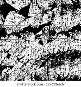 Vector grunge overlay texture. Black and white background. Abstract monochrome image includes a faded effect in dark tones
