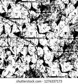 Vector grunge overlay texture. Black and white background. Abstract monochrome image includes a faded effect in dark tones