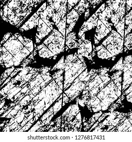 Vector grunge overlay texture. Black and white background. Abstract monochrome image includes a faded effect in dark tones