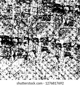 Vector grunge overlay texture. Black and white background. Abstract monochrome image includes a faded effect in dark tones