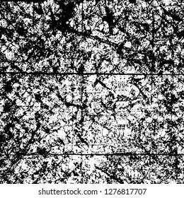 Vector grunge overlay texture. Black and white background. Abstract monochrome image includes a faded effect in dark tones