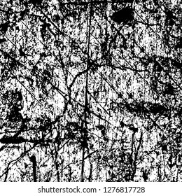Vector grunge overlay texture. Black and white background. Abstract monochrome image includes a faded effect in dark tones