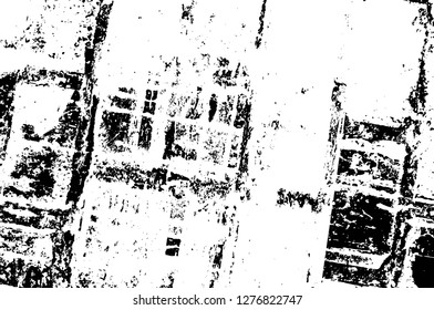 Vector grunge overlay texture. Black and white background. Abstract monochrome image includes a faded effect in dark tones
