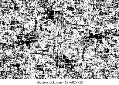 Vector grunge overlay texture. Black and white background. Abstract monochrome image includes a faded effect in dark tones